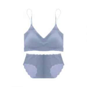 Glam Empathy Urban Seamless Top Bra Panty Set No Wire Nudy Bra Top Set Blue M(FR
